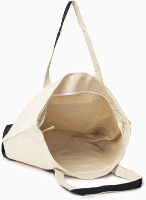 La toile d'extra large Zippered le coton organique de Tote Bag Zip Top 100% 22 pouces