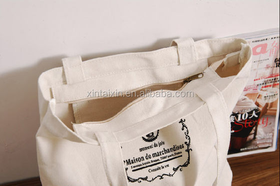 Main réutilisable écologique de Tote For Cotton Grocery Zipper de femmes de sac de client de toile