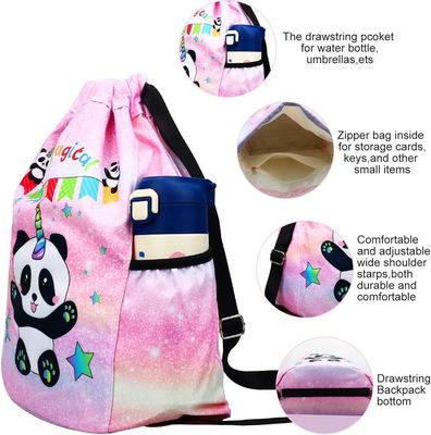 Voyage Panda Mini Bag Backpack de bain de plage de gymnase pour des enfants avec le support de 2 bouteilles d'eau