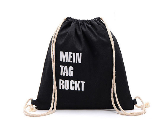 Qualité  Custom Logo Canvas Drawstring Bags Black Canvas Cinch Backpack For Men usine