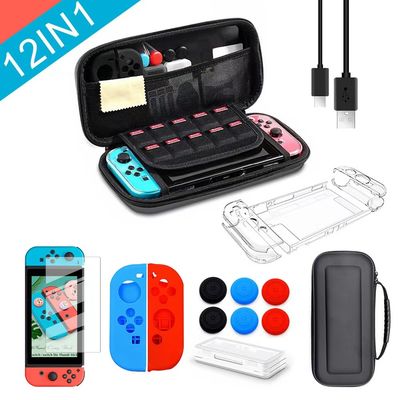 12 dans 1 housse de transport pour le commutateur de Nintendo avec 20 cartouches Shell Travel Carrying Case Pouch dure protectrice de jeux