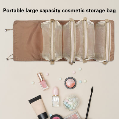 Le 4PCS le meilleur marché dans 1 sac cosmétique pour le sac en nylon pliable de maquillage de corde de sac de Mesh Separable Cosmetics Pouch Ladies de tirette de femmes