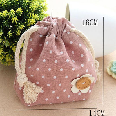 Pliage promotionnel de sac de cordon de sac à main de Dot Mini de polka de fibre   taille et couleur faites sur commande de poche de poche pour le cadeau de achat