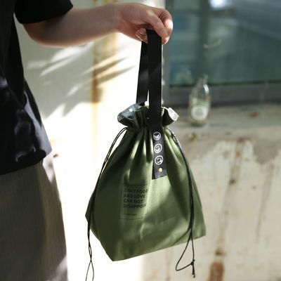 Sac isolé adapté aux besoins du client de déjeuner de cordon de Bento Bag Wide Opening Canvas