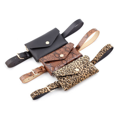 Rayure femelle 2 de léopard de ceinture de sac de taille dans 1 aileron Fanny Pack en cuir de téléphone portable de ceinture de sac de taille de sac de ceinture de dames
