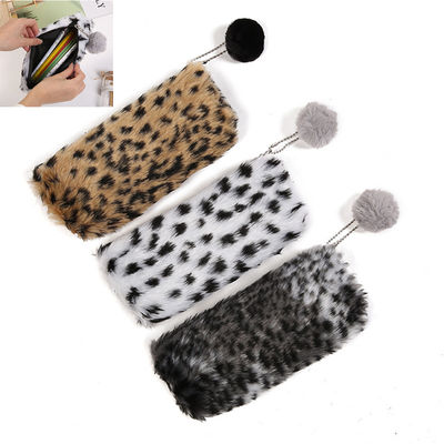 Étudiant mignon créatif Storage Bag de fournitures scolaires de filles de Pencilcase de papeterie de sac d'école de trousse d'écolier de peluche d'impression de léopard