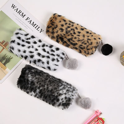 Étudiant mignon créatif Storage Bag de fournitures scolaires de filles de Pencilcase de papeterie de sac d'école de trousse d'écolier de peluche d'impression de léopard