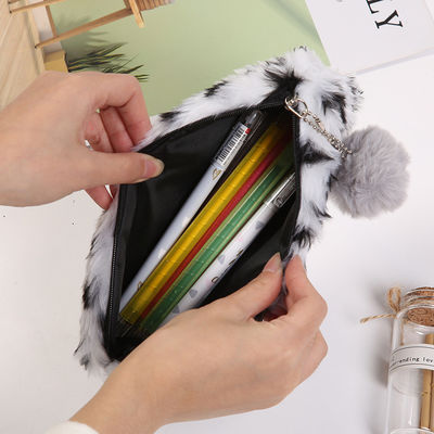 Étudiant mignon créatif Storage Bag de fournitures scolaires de filles de Pencilcase de papeterie de sac d'école de trousse d'écolier de peluche d'impression de léopard