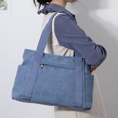 Capacité réutilisable Tote Bag qui respecte l'environnement de sac à main occasionnel d'épaule de sacs de dame à achats de toile de femmes de mode grande
