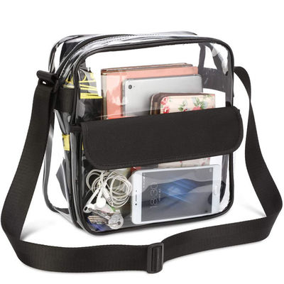 La lettre adaptée aux besoins du client de Logo Clear Crossbody Purse Bag raccorde l'épaule claire Tote Bag de gymnase approuvé disponible de stade
