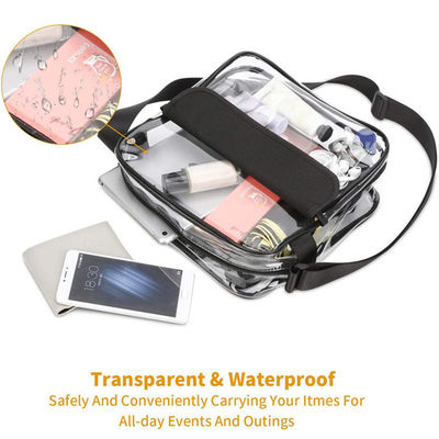 La lettre adaptée aux besoins du client de Logo Clear Crossbody Purse Bag raccorde l'épaule claire Tote Bag de gymnase approuvé disponible de stade