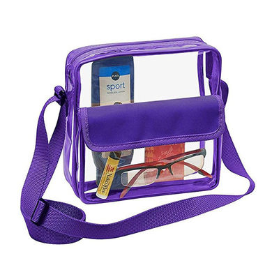 La lettre adaptée aux besoins du client de Logo Clear Crossbody Purse Bag raccorde l'épaule claire Tote Bag de gymnase approuvé disponible de stade