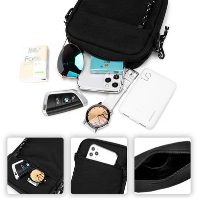 Poche mobile de cou de courroie de bourse de Mini Crossbody Bag Passport Clip de petit d'épaule des hommes de mode de sacs de sac à main portefeuille noir de voyage