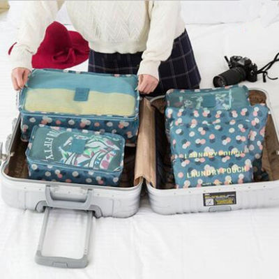 6 Pieces Polyester Travel Bag Set Clothing Shoes Cosmetic Luggage Organizer Set