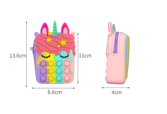 La poussée de personne remuante bouillonne croix de silice de dames de portefeuille de Toy Rainbow Unicorn Coin Purse - sac mortuaire