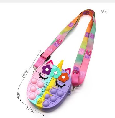 La poussée de personne remuante bouillonne croix de silice de dames de portefeuille de Toy Rainbow Unicorn Coin Purse - sac mortuaire