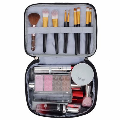 Sac cosmétique de vente chaude avec 2 couches pour de doubles tirettes
