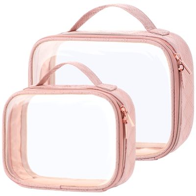 Le maquillage clair met en sac le sac imperméable d'article de toilette avec de grands sacs clairs d'article de toilette de poignée