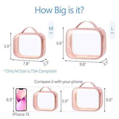 Le maquillage clair met en sac le sac imperméable d'article de toilette avec de grands sacs clairs d'article de toilette de poignée
