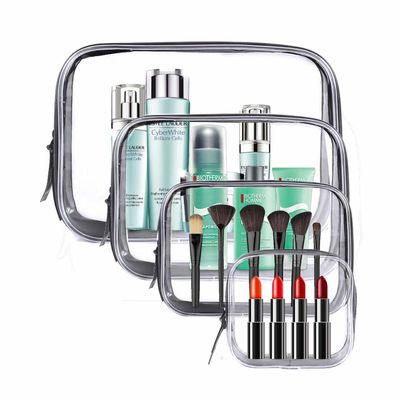 Le PVC imperméable de sac cosmétique clair Zippered l'organisateur Bag Set de Carry Pouch Portable Makeup Bag d'article de toilette pour le voyage