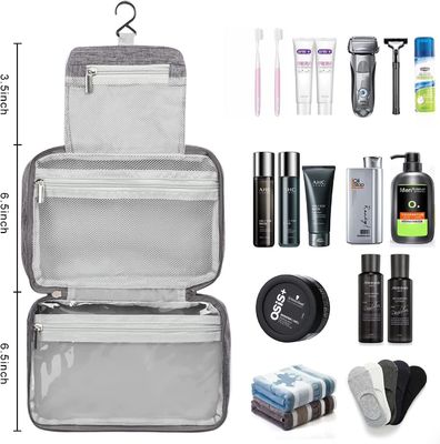 Sac masculin d'article de toilette de cosmeticbags de dames de grande capacité de double-couche de tirette de sac cosmétique portatif de voyage avec des diviseurs