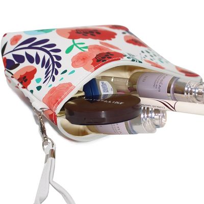 Cuir cosmétique imperméable d'unité centrale de grande capacité de sac de sac cosmétique de 3 PCS, salle de bains, stockage (3 tailles) (fleur orange du soleil)