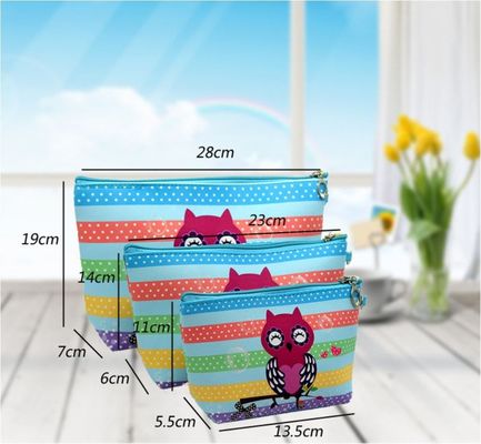 Cuir cosmétique imperméable d'unité centrale de grande capacité de sac de sac cosmétique de 3 PCS, salle de bains, stockage (3 tailles) (fleur orange du soleil)