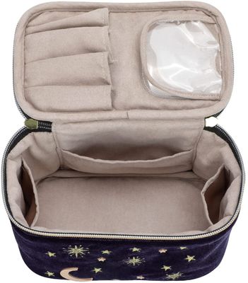 Sac commode de maquillage de protection de choc de maquillage de sac de bleu marine d'oie-vers le bas pratique durable et exquise de ciel