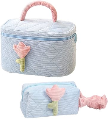 Le sac mou de maquillage de velours côtelé a placé sac mignon antichoc de maquillage de Bag d'organisateur de sac de maquillage le grand approprié à la La