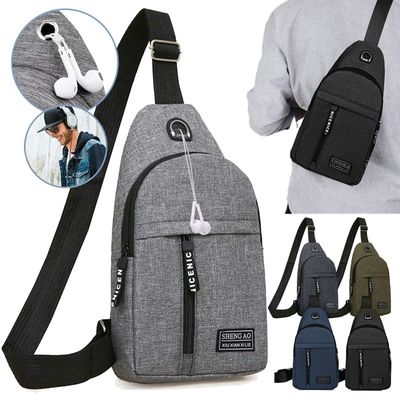 Sac de poitrine anti-vol pour hommes, sacs de messagers à court voyage, bandoulière de charge USB