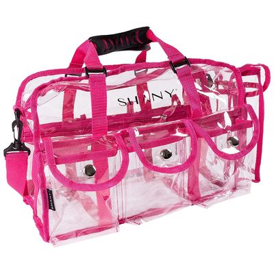 Sac clair rose de maquillage de PVC - maquilleur professionnel de grande taille Rectangular Tote avec la courroie