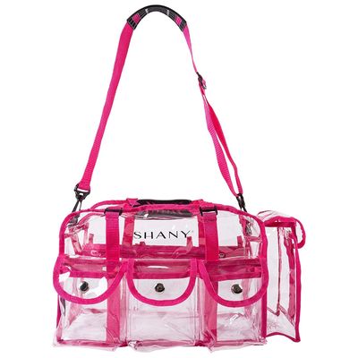 Sac clair rose de maquillage de PVC - maquilleur professionnel de grande taille Rectangular Tote avec la courroie