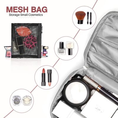 Le sac imperméable et antichoc de stockage de sac de maquillage de voyage de sac de maquillage avec Mesh Bag Brush Holder Makeup mettent en sac les femmes