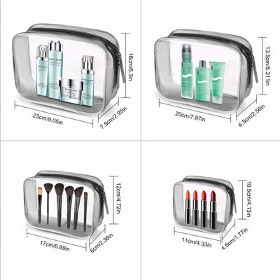 Le sac cosmétique clair, PVC imperméable de 4 PCs Zippered l'organisateur Bag Set de Carry Pouch Portable Makeup Bag d'article de toilette