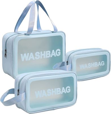 Sac transparent de lavage de voyage d'article de toilette du sac 3 de PCS de cosmétique clair de maquillage pour des femmes