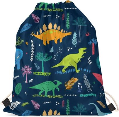 Sacs de cordon portatifs légers de gymnase de dinosaure de sac d'école de garçons de dinosaure de bande dessinée pour des sports de voyage