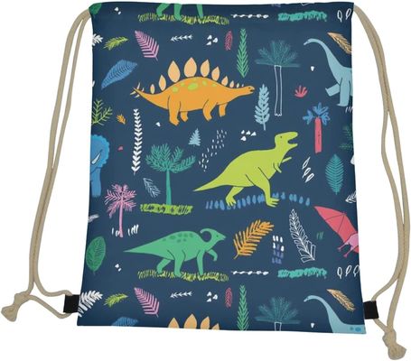 Sacs de cordon portatifs légers de gymnase de dinosaure de sac d'école de garçons de dinosaure de bande dessinée pour des sports de voyage