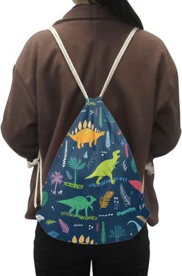 Sacs de cordon portatifs légers de gymnase de dinosaure de sac d'école de garçons de dinosaure de bande dessinée pour des sports de voyage