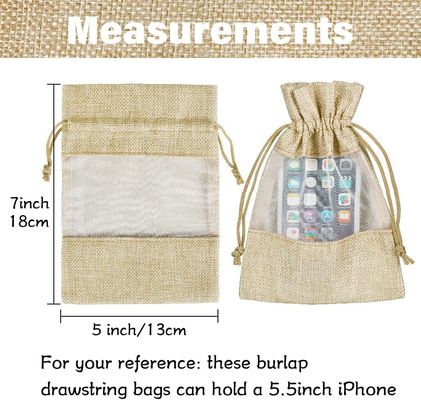Poches pures de bijoux de sac de cadeau de cordon de sacs de toile de jute durable légère pour la faveur de noce de sucrerie