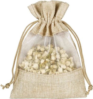Poches pures de bijoux de sac de cadeau de cordon de sacs de toile de jute durable légère pour la faveur de noce de sucrerie