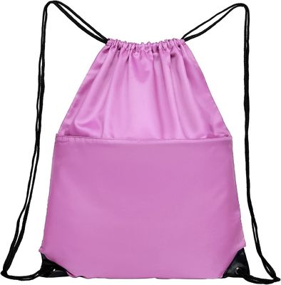 poche pliable en nylon de côté de tirette du sac W à paquet de Tote Bag de cordon de gymnase des sports 210D pour des femmes des hommes roses