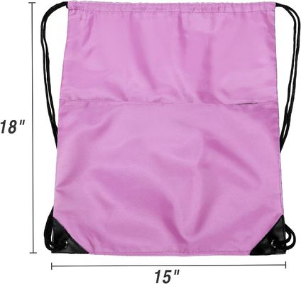 poche pliable en nylon de côté de tirette du sac W à paquet de Tote Bag de cordon de gymnase des sports 210D pour des femmes des hommes roses