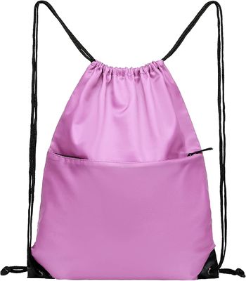 poche pliable en nylon de côté de tirette du sac W à paquet de Tote Bag de cordon de gymnase des sports 210D pour des femmes des hommes roses