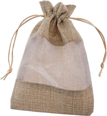 La toile de jute pure de sac d'organza de sac de toile de jute met en sac des sacs de cadeau avec le cordon, pour les échantillons cosmétiques Mesh Pouch de faveurs de noce