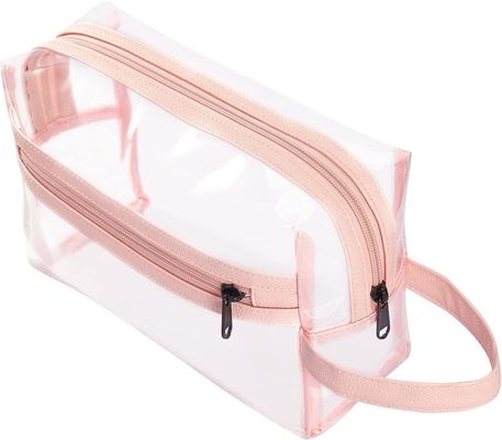 Sac clair rose d'article de toilette pour des femmes, organisateur cosmétique imperméable Bag de maquillage de voyage pour le shampooing, accessoires d'articles de toilette