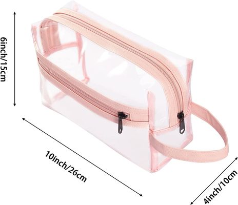 Sac clair rose d'article de toilette pour des femmes, organisateur cosmétique imperméable Bag de maquillage de voyage pour le shampooing, accessoires d'articles de toilette
