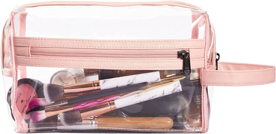 Sac clair rose d'article de toilette pour des femmes, organisateur cosmétique imperméable Bag de maquillage de voyage pour le shampooing, accessoires d'articles de toilette