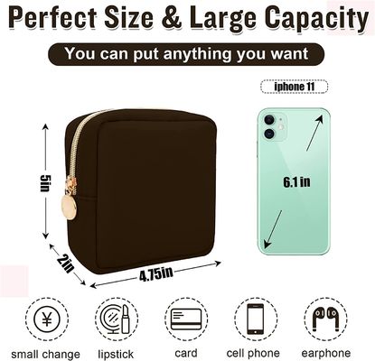 Mini Makeup Bag en nylon pour la bourse, bourse cosmétique de poche de tirette de petit sac mignon de très bon goût de maquillage, poche imperméable de pièce de monnaie de voyage