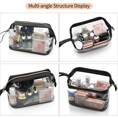 Le grand voyage le sac que cosmétique imperméabilisent le grand maquillage transparent met en sac la poche avec la tirette, sac clair d'article de toilette pour des femmes