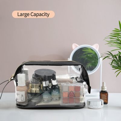 Le grand voyage le sac que cosmétique imperméabilisent le grand maquillage transparent met en sac la poche avec la tirette, sac clair d'article de toilette pour des femmes